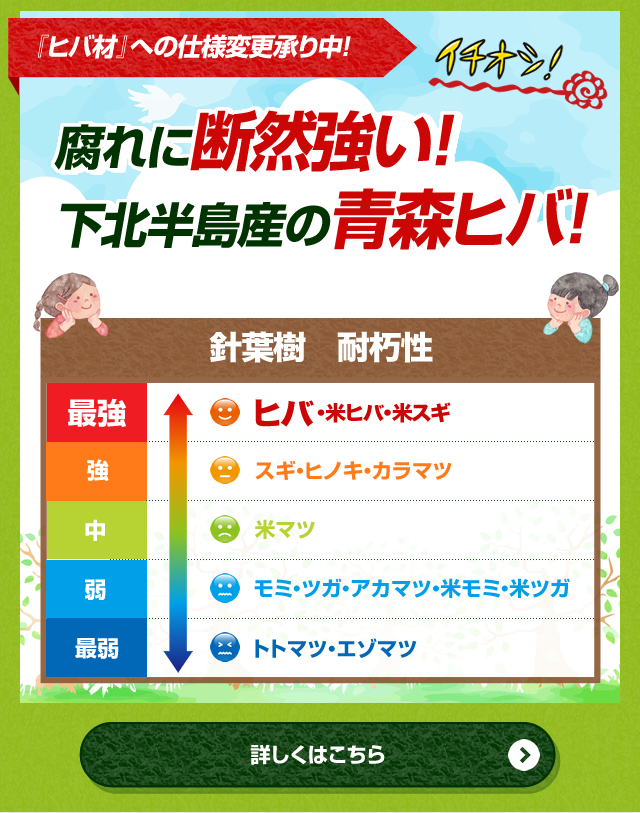 『ヒバ材』への仕様変更承り中！